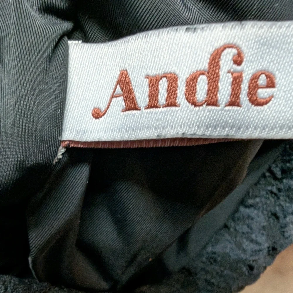 Andie Swim The Malibu Eyelet One Piece Swimsuit Black Henley Snap Front Approx S - Picture 10 of 12
